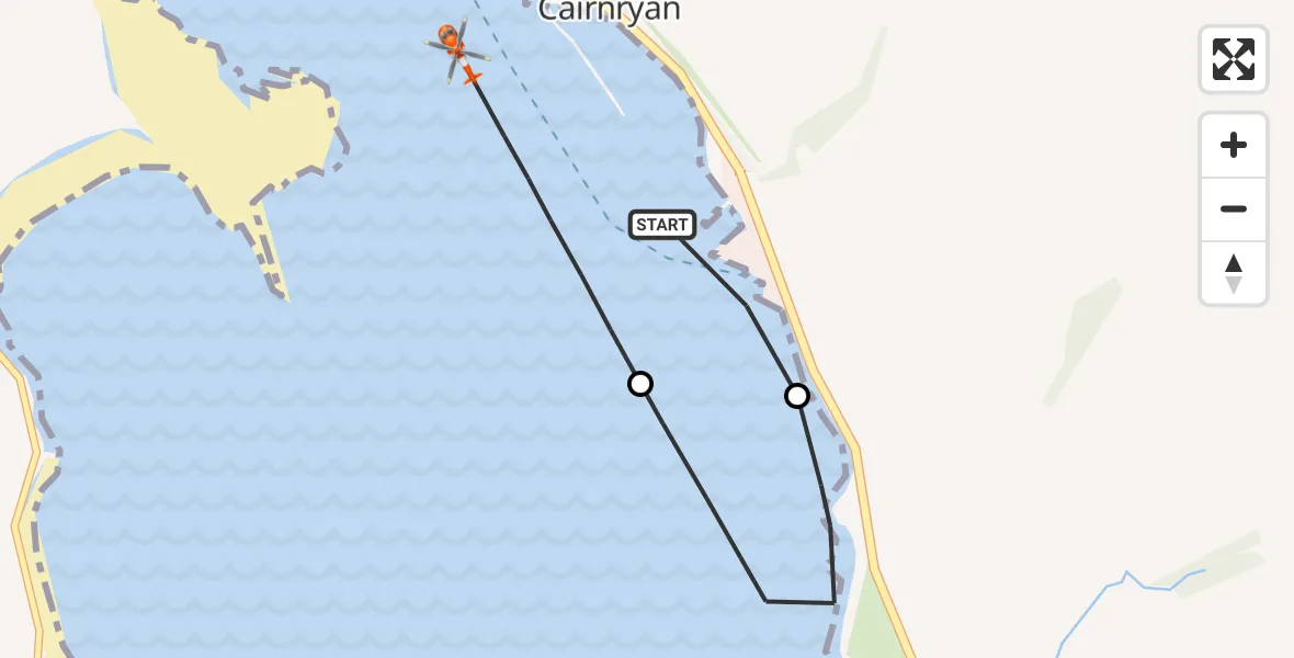 Flight route Coastguard Helicopter Cairnryan - Cairnryan, 15 August 2026, 16:48