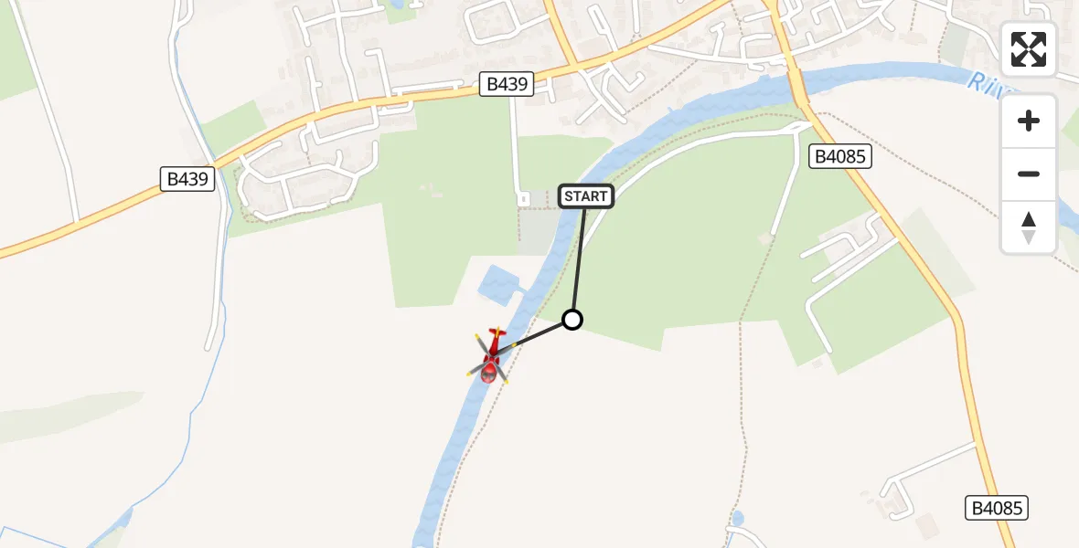 Flight route Air Ambulance Helicopter Bidford on Avon CP - Bidford on Avon CP, 15 August 2026, 19:08
