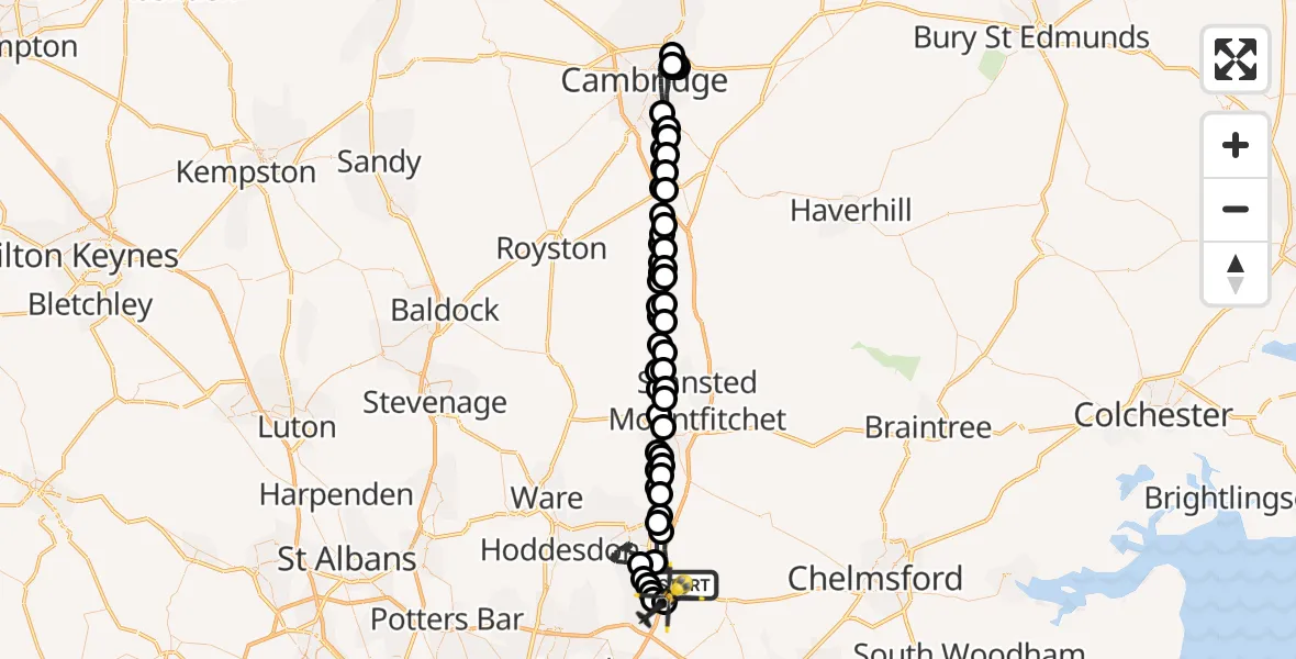 Flight route Police Helicopter North Weald Bassett - North Weald Bassett, 15 August 2026, 19:47