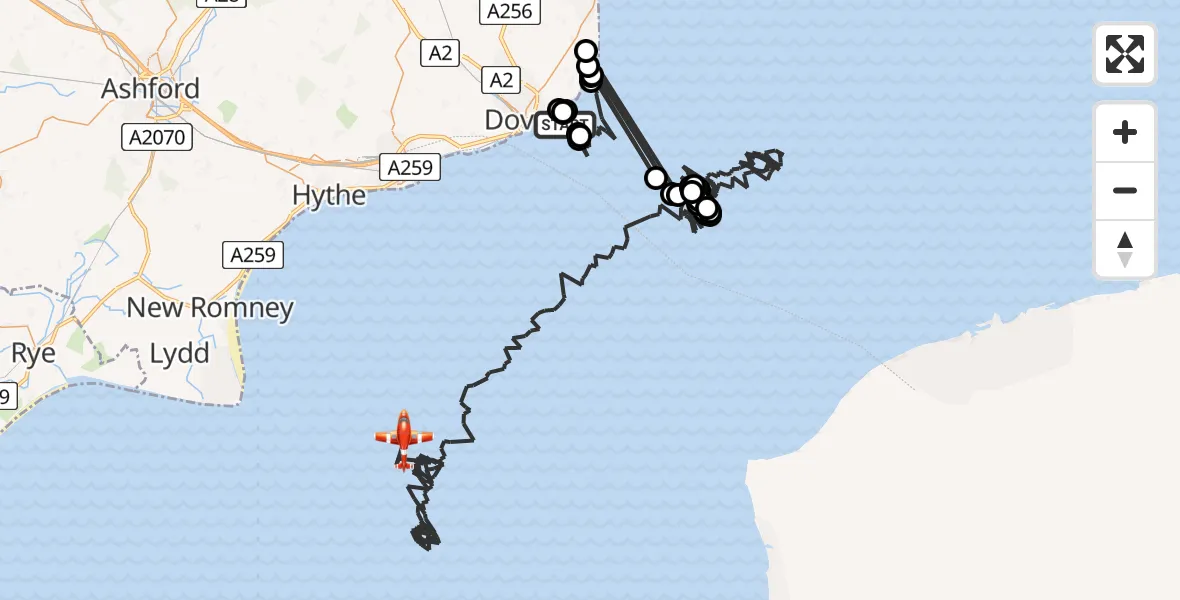 Flight route Coastguard Drone English Channel - English Channel, 16 August 2026, 01:01