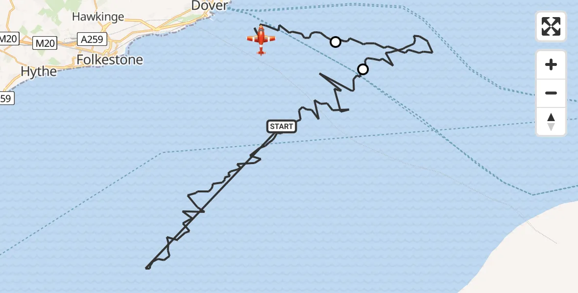 Flight route Coastguard Drone English Channel - English Channel, 16 August 2026, 03:21