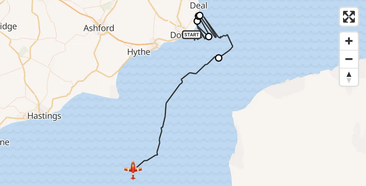 Flight route Coastguard Drone English Channel - English Channel, 16 August 2026, 08:59