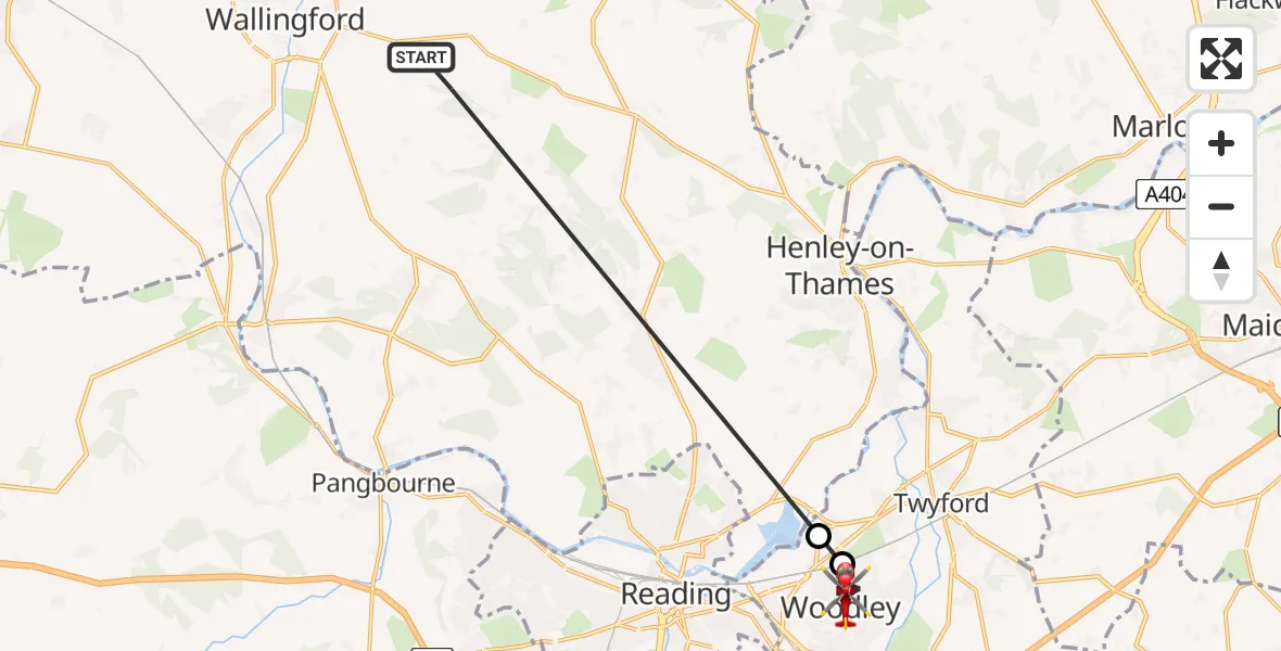 Flight route Air Ambulance Helicopter Nuffield - Reading, 16 August 2026, 09:57