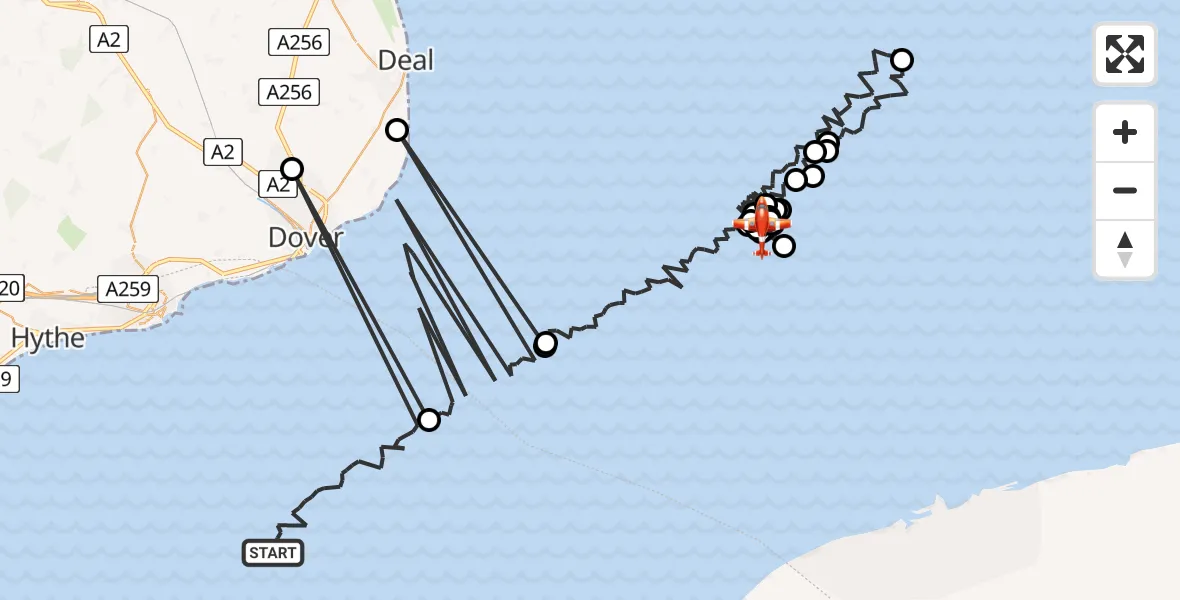 Flight route Coastguard Drone English Channel - Noordzee, 16 August 2026, 10:21