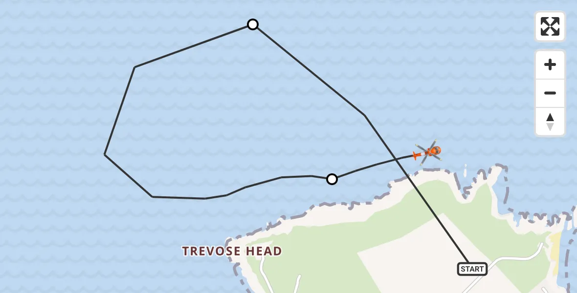 Flight route Coastguard Helicopter Constantine Bay - Constantine Bay, 16 August 2026, 10:25