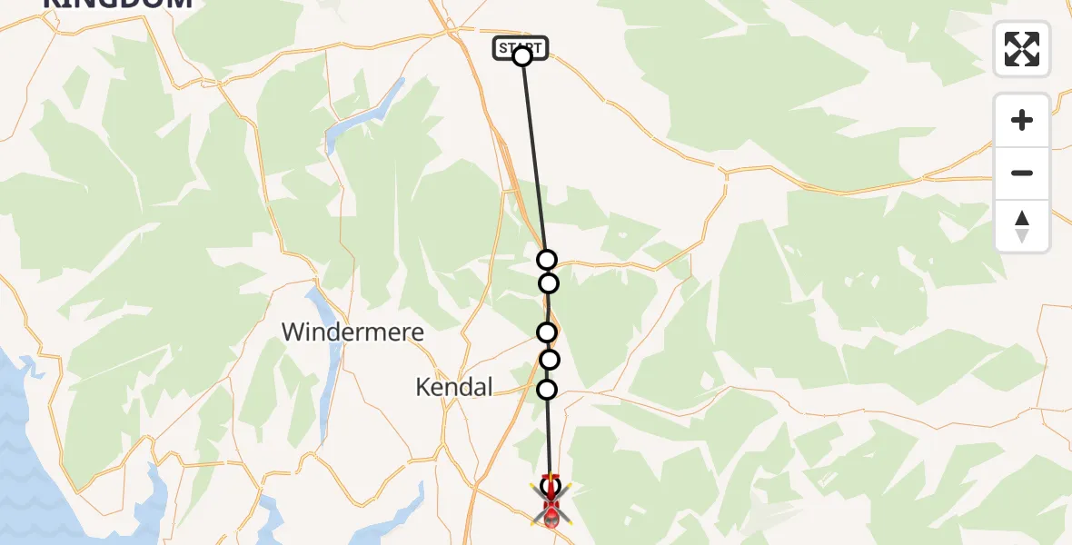 Flight route Air Ambulance Helicopter Brougham - Mansergh, 16 August 2026, 12:18