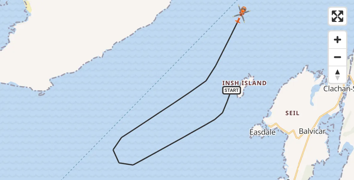 Flight route Coastguard Helicopter Inner Seas - Inner Seas, 16 August 2026, 12:35