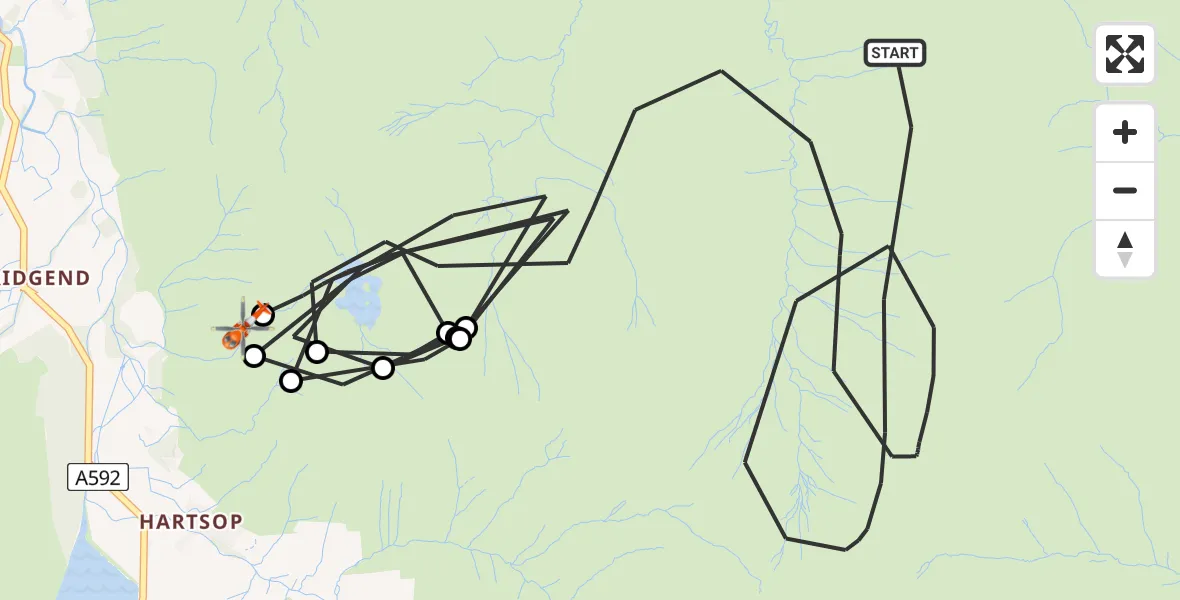 Flight route Coastguard Helicopter Martindale - Patterdale, 16 August 2026, 13:08
