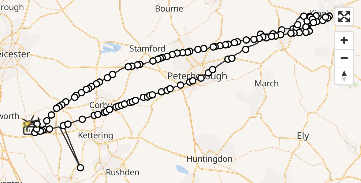 Flight route Police Helicopter Sulby - Harborough, 16 August 2026, 16:53
