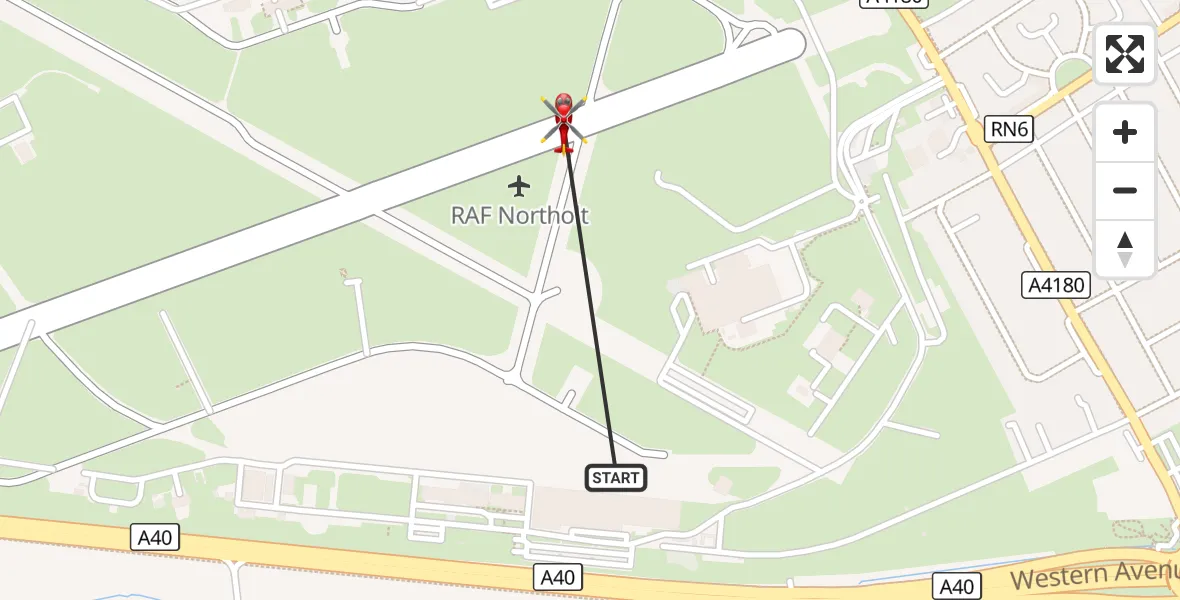 Flight route Air Ambulance Helicopter RAF Northolt - RAF Northolt, 16 August 2026, 20:10