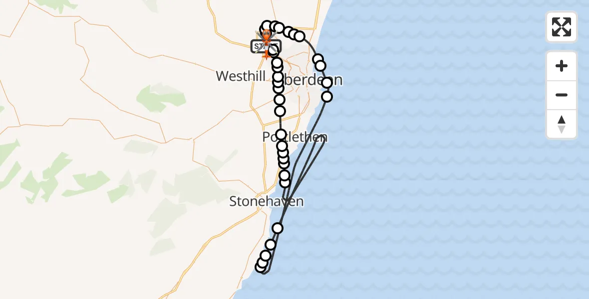 Flight route Coastguard Helicopter Aberdeen International Airport - Aberdeen International Airport, 17 August 2026, 09:20