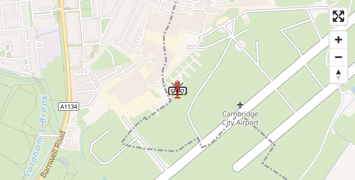 Flight route Air Ambulance Helicopter Cambridge City Airport - Cambridge City Airport, 17 August 2026, 09:26