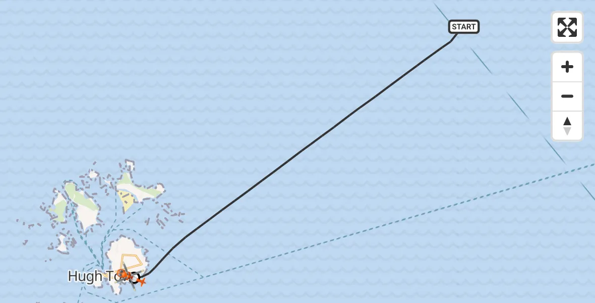 Flight route Coastguard Helicopter North Atlantic Ocean - St. Mary's Airport, 17 August 2026, 10:25