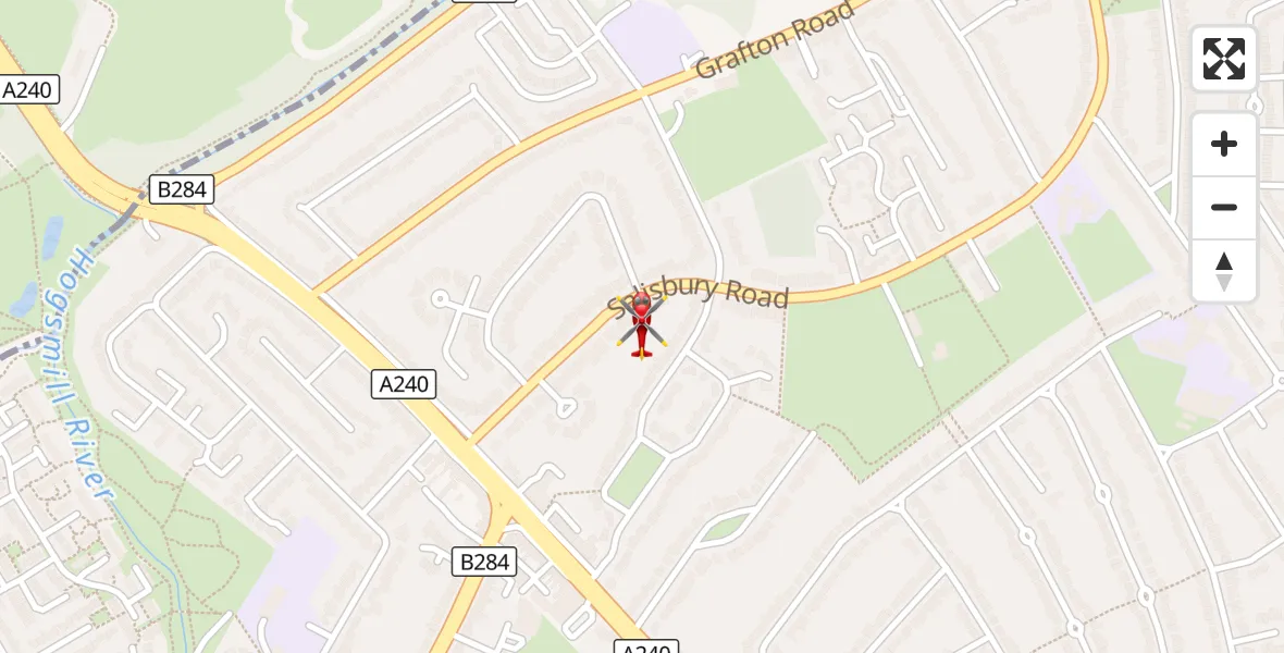 Flight route Air Ambulance Helicopter Ewell - Ewell, 17 August 2026, 11:29