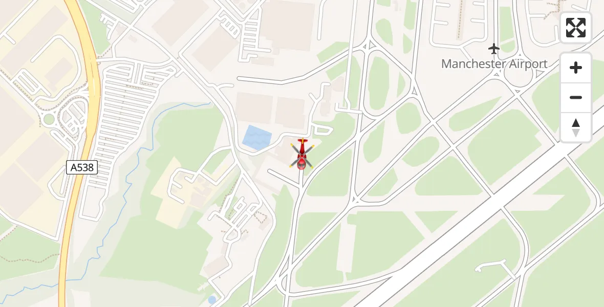 Flight route Air Ambulance Helicopter Manchester Airport - Manchester Airport, 17 August 2026, 11:43