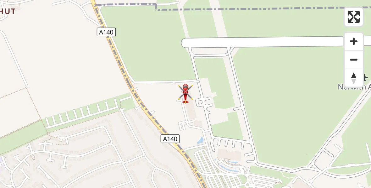 Flight route Air Ambulance Helicopter Norwich Airport - Norwich Airport, 17 August 2026, 12:25