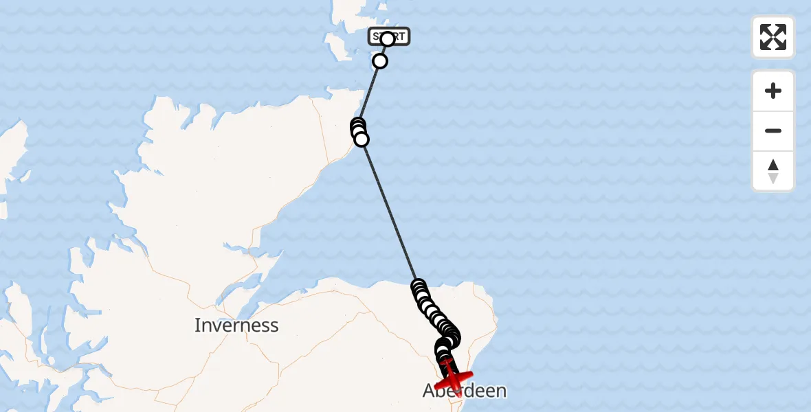 Flight route Air Ambulance Aircraft Toab - Aberdeen International Airport, 17 August 2026, 12:57