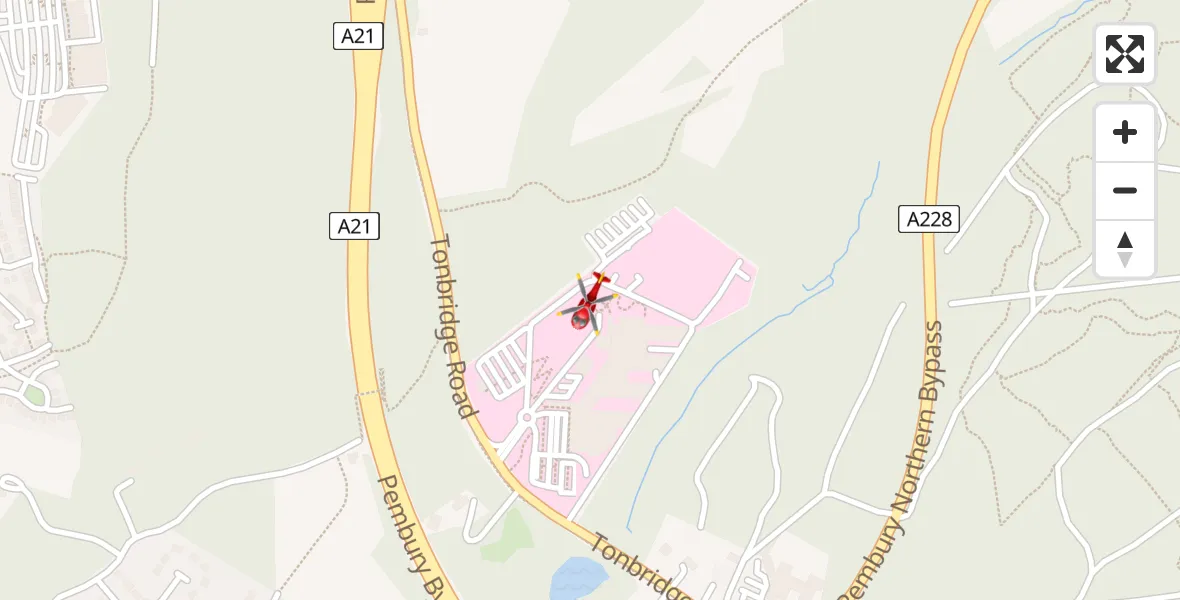 Flight route Air Ambulance Helicopter Tunbridge Wells Hospital Heliport - Tunbridge Wells Hospital Heliport, 17 August 2026, 13:20