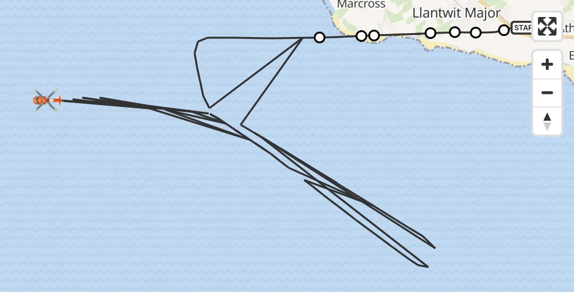Flight route Coastguard Helicopter MOD St Athan - Bristol Channel, 17 August 2026, 14:21