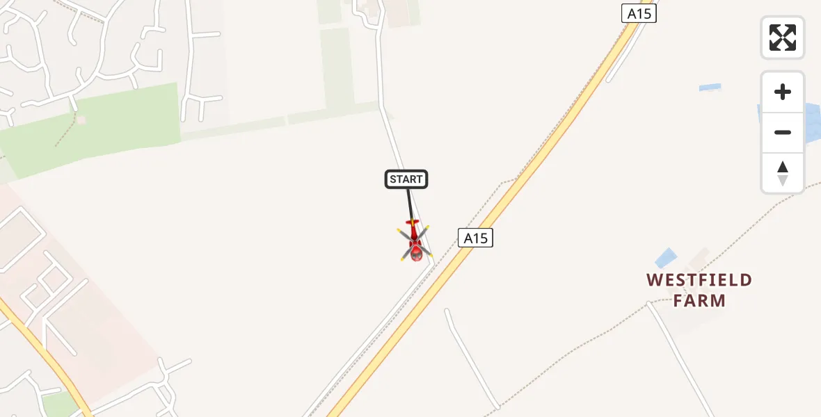 Flight route Air Ambulance Helicopter Canwick - Canwick, 17 August 2026, 14:33