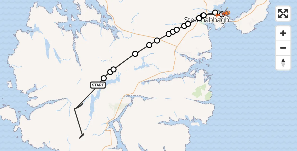 Flight route Coastguard Helicopter Loch Coire Geurad - Stornoway Airport, 17 August 2026, 14:44