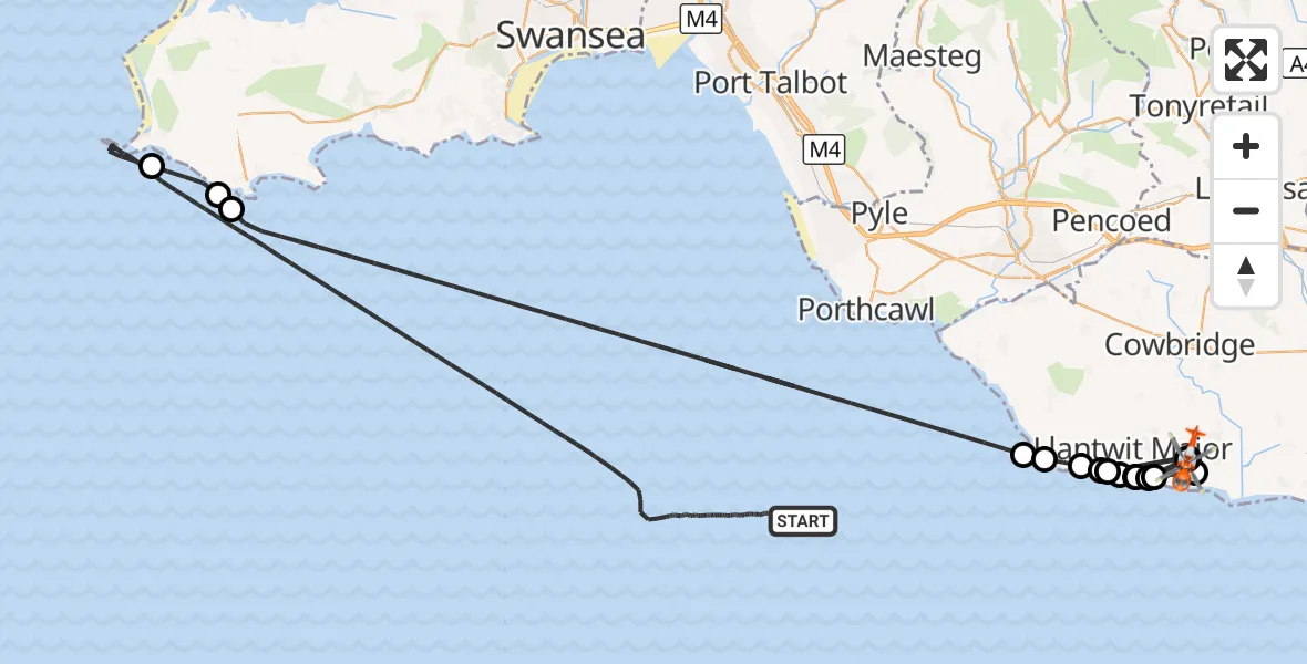 Flight route Coastguard Helicopter Bristol Channel - MOD St Athan, 17 August 2026, 14:51
