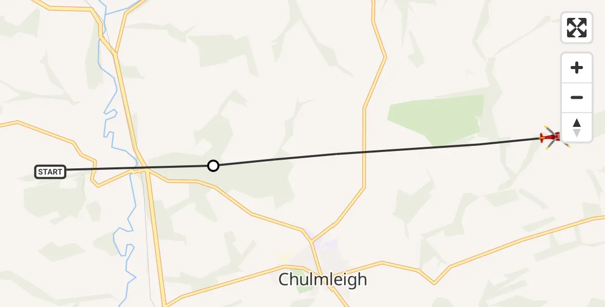 Flight route Air Ambulance Helicopter Burrington - Chulmleigh, 17 August 2026, 16:14