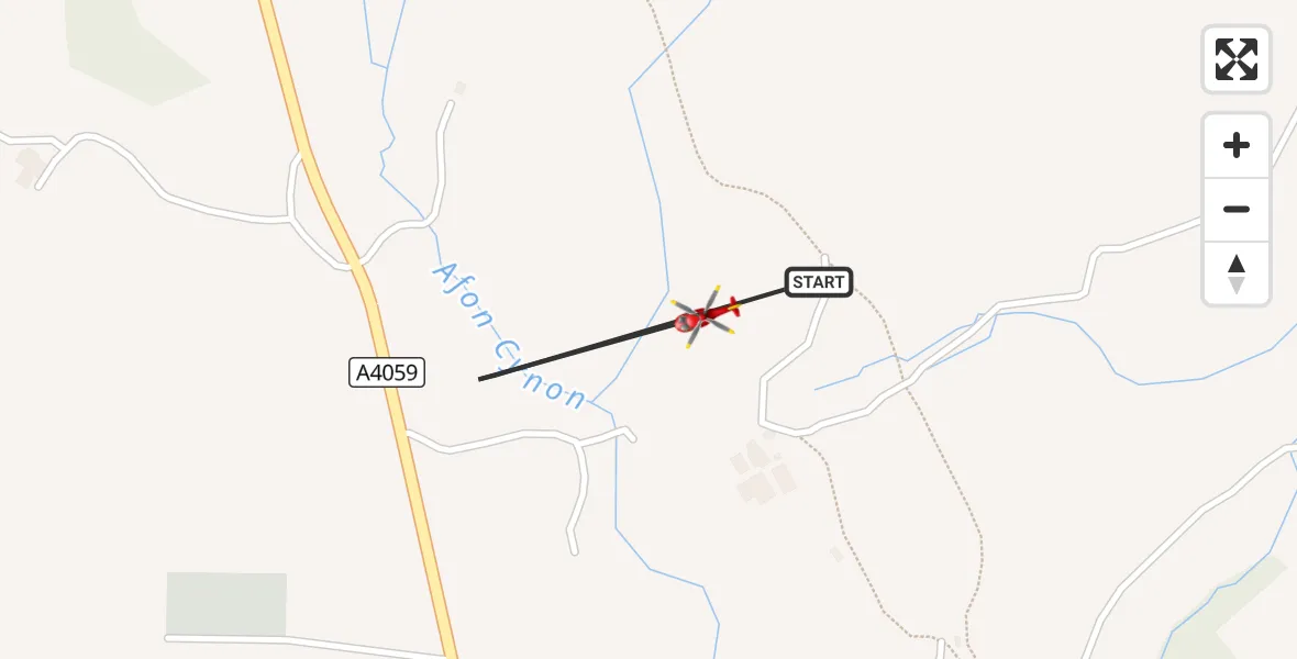 Flight route Air Ambulance Helicopter Hirwaun - Hirwaun, 17 August 2026, 16:45