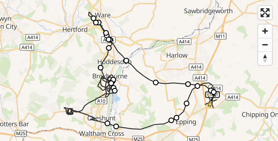 Flight route Police Helicopter North Weald Airfield - North Weald Airfield, 17 August 2026, 20:12