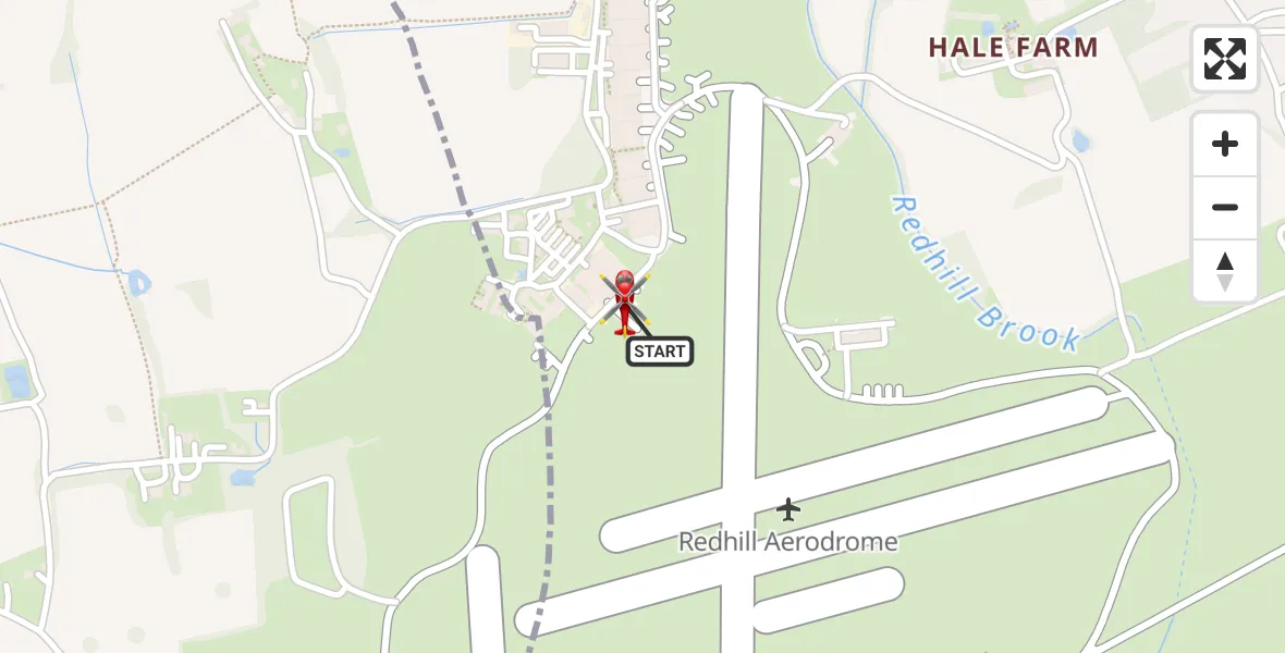 Flight route Air Ambulance Helicopter Redhill Aerodrome - Redhill Aerodrome, 17 August 2026, 21:46