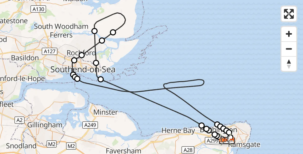 Flight route Coastguard Helicopter Manston Airport - Manston Airport, 18 August 2026, 08:47