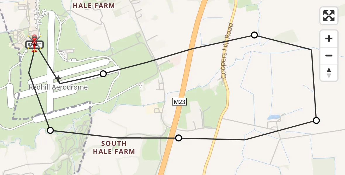 Flight route Air Ambulance Helicopter Redhill Aerodrome - Redhill Aerodrome, 18 August 2026, 09:07