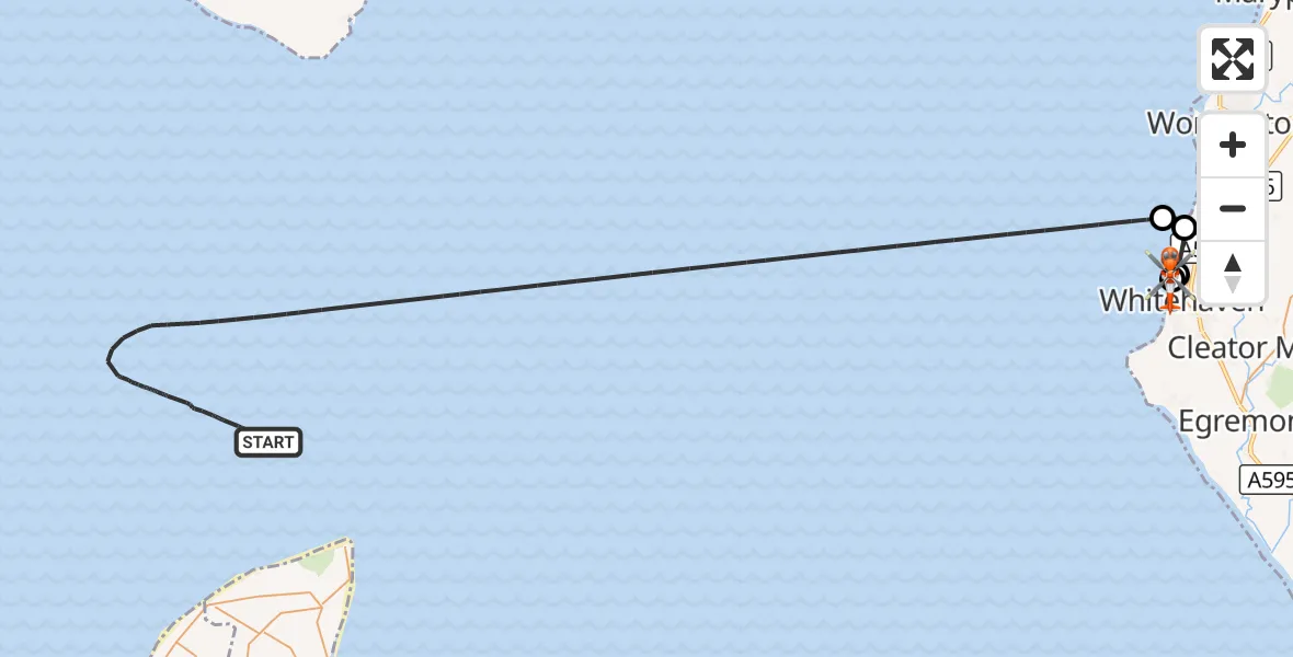 Flight route Coastguard Helicopter Irish Sea - Parton, 18 August 2026, 10:08