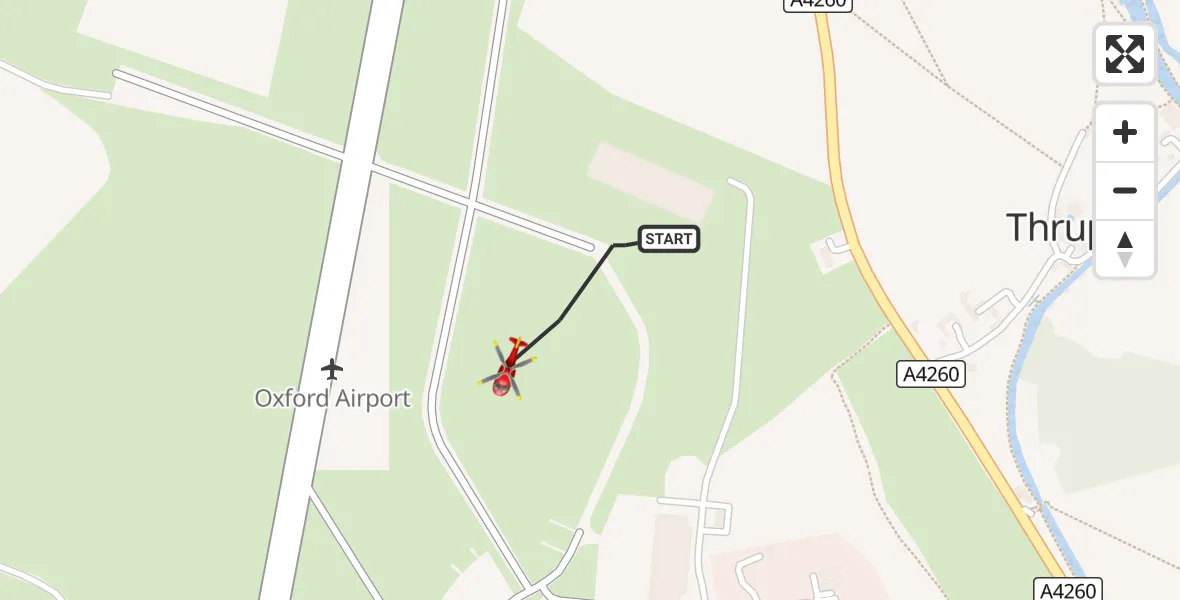 Flight route Air Ambulance Helicopter London Oxford Airport - London Oxford Airport, 18 August 2026, 10:58