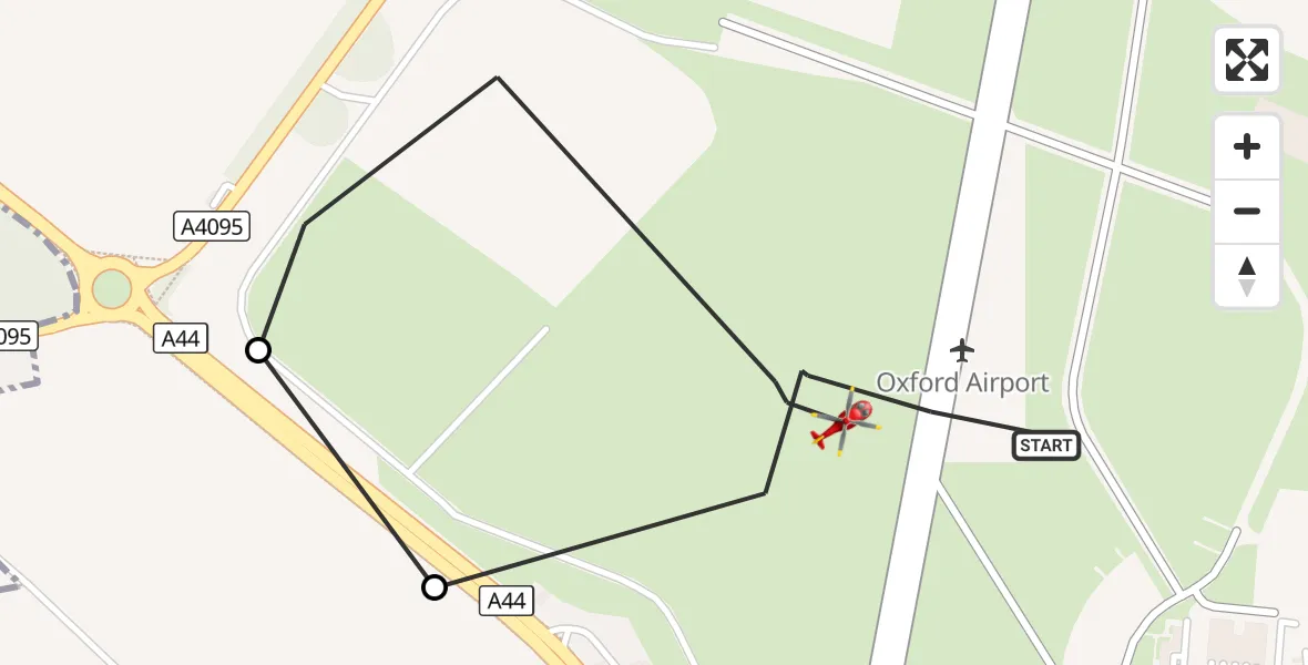 Flight route Air Ambulance Helicopter London Oxford Airport - London Oxford Airport, 18 August 2026, 11:04