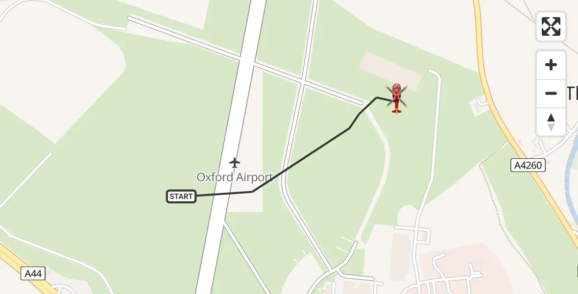 Flight route Air Ambulance Helicopter London Oxford Airport - London Oxford Airport, 18 August 2026, 11:09