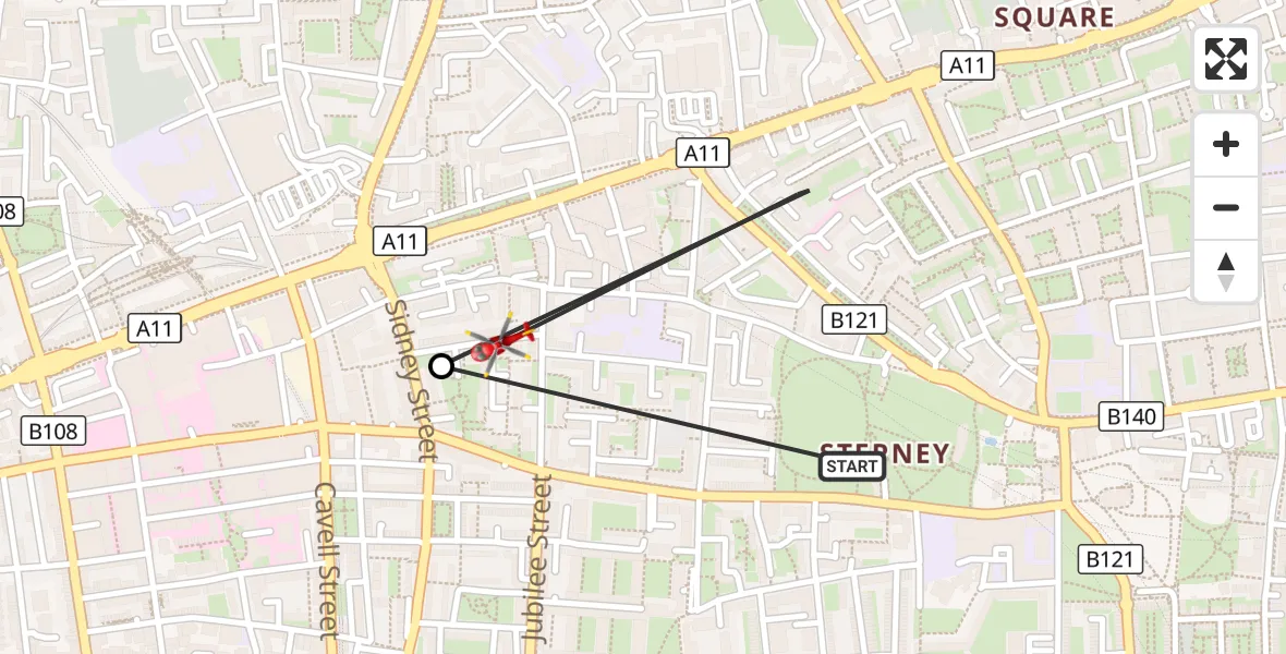 Flight route Air Ambulance Helicopter Stepney - Stepney, 18 August 2026, 13:43