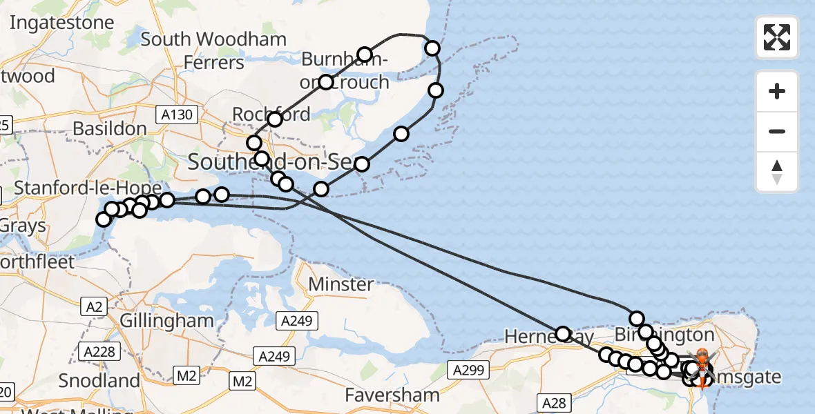 Flight route Coastguard Helicopter Manston Airport - Manston Airport, 18 August 2026, 14:05