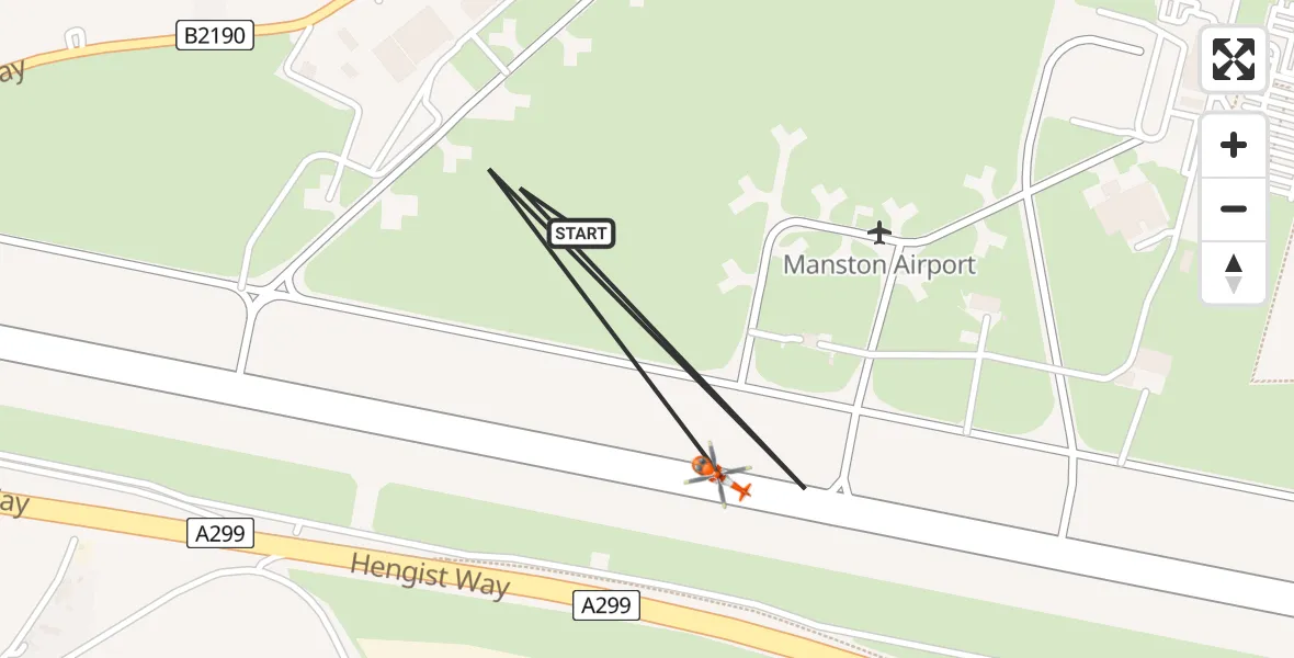 Flight route Coastguard Helicopter Manston Airport - Manston Airport, 18 August 2026, 15:19