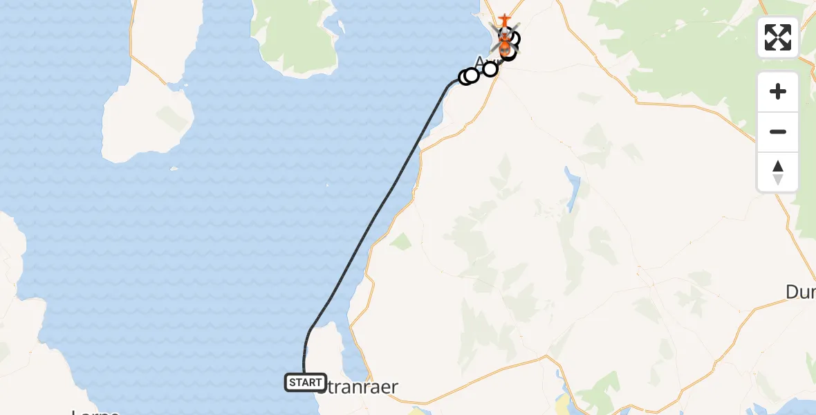 Flight route Coastguard Helicopter Inner Seas - Glasgow Prestwick Airport, 18 August 2026, 15:41