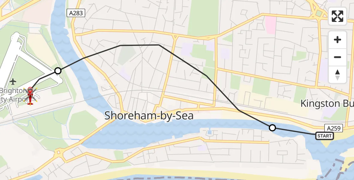 Flight route Air Ambulance Helicopter Kingston Buci - Brighton City Airport, 18 August 2026, 15:57