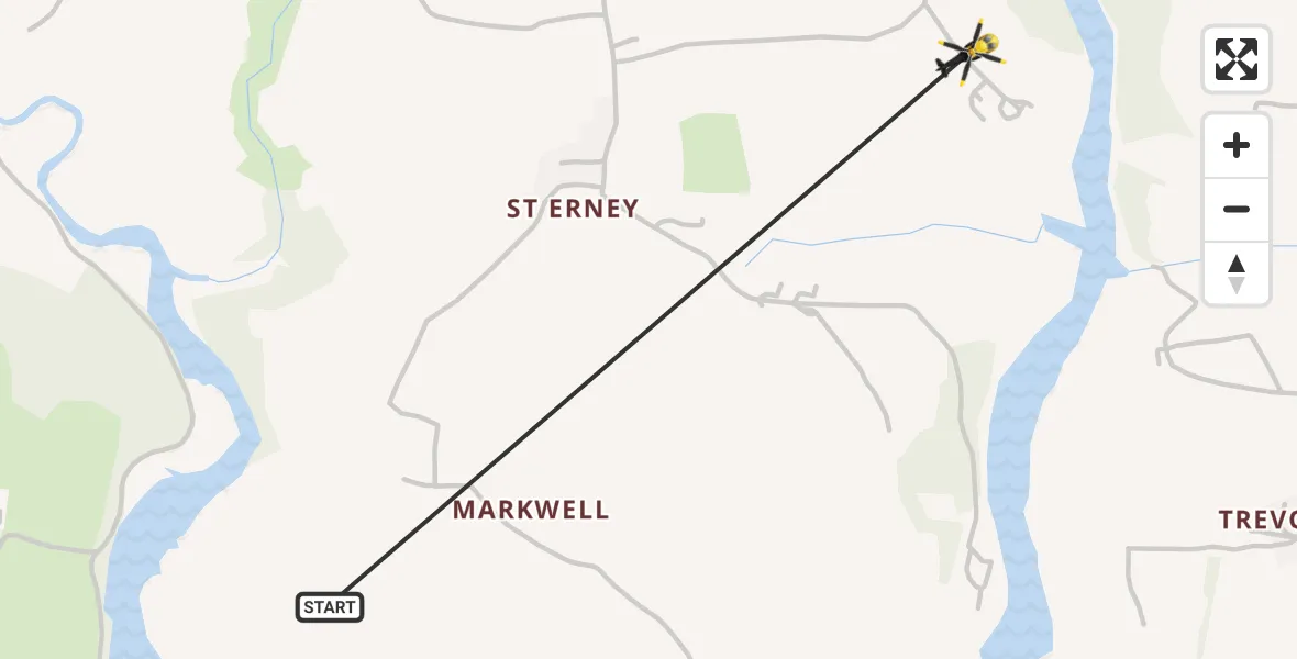 Flight route Police Helicopter Landrake - Saltash, 18 August 2026, 16:15