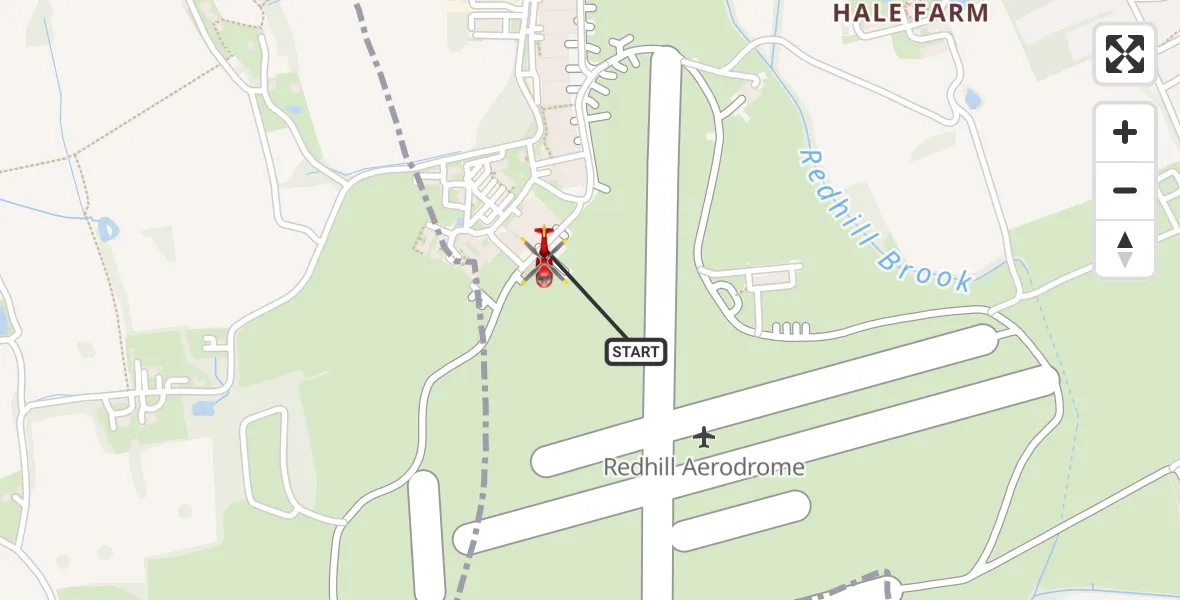Flight route Air Ambulance Helicopter Redhill Aerodrome - Redhill Aerodrome, 18 August 2026, 17:27