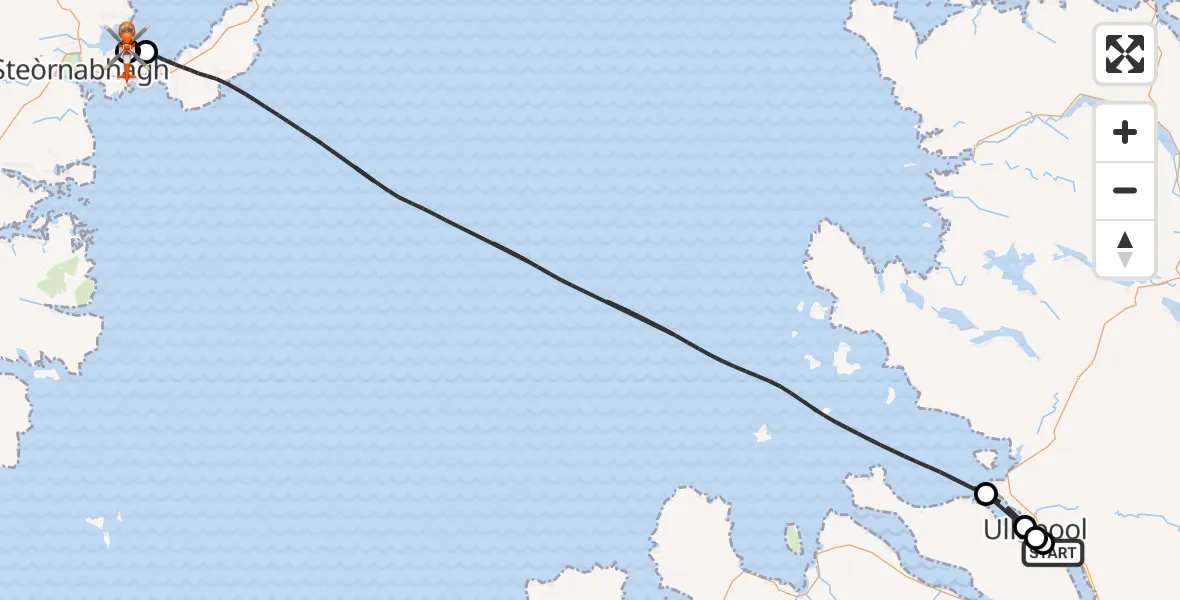 Flight route Coastguard Helicopter Loggie - Stornoway Airport, 18 August 2026, 17:49