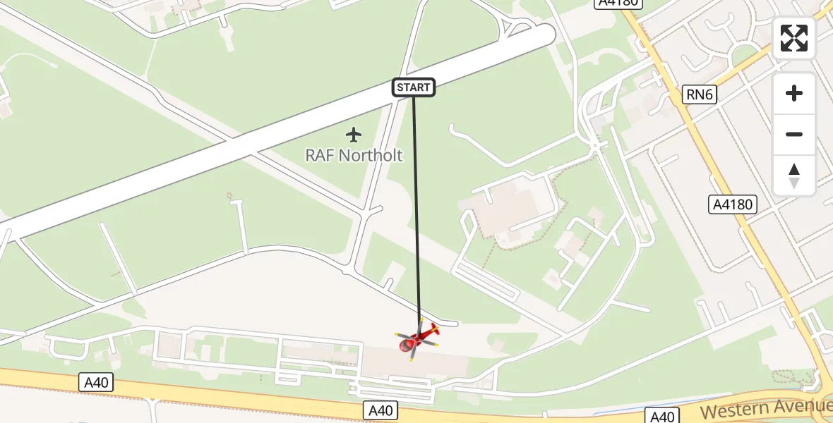 Flight route Air Ambulance Helicopter RAF Northolt - RAF Northolt, 18 August 2026, 19:42