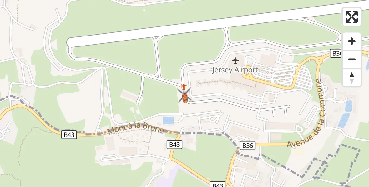 Flight route Coastguard Helicopter Jersey Airport - Jersey Airport, 18 August 2026, 20:20