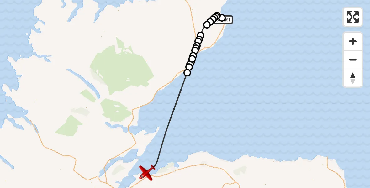 Flight route Air Ambulance Aircraft Wick John O'Groats Airport - North Sea, 18 August 2026, 20:58