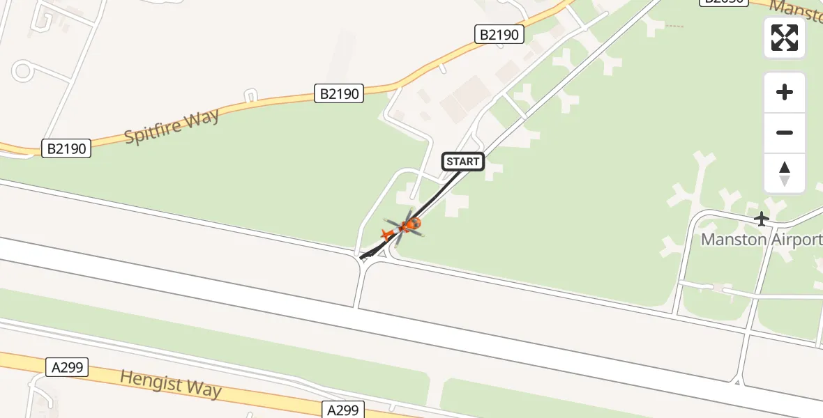 Flight route Coastguard Helicopter Manston Airport - Manston Airport, 19 August 2026, 00:27