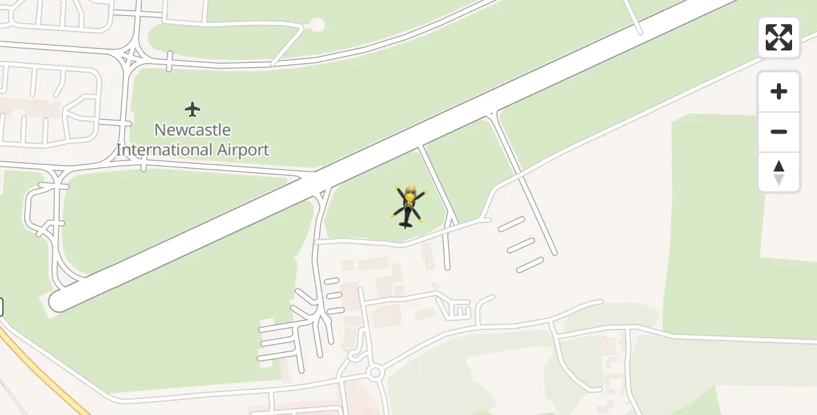 Flight route Police Helicopter Newcastle International Airport - Newcastle International Airport, 19 August 2026, 01:04