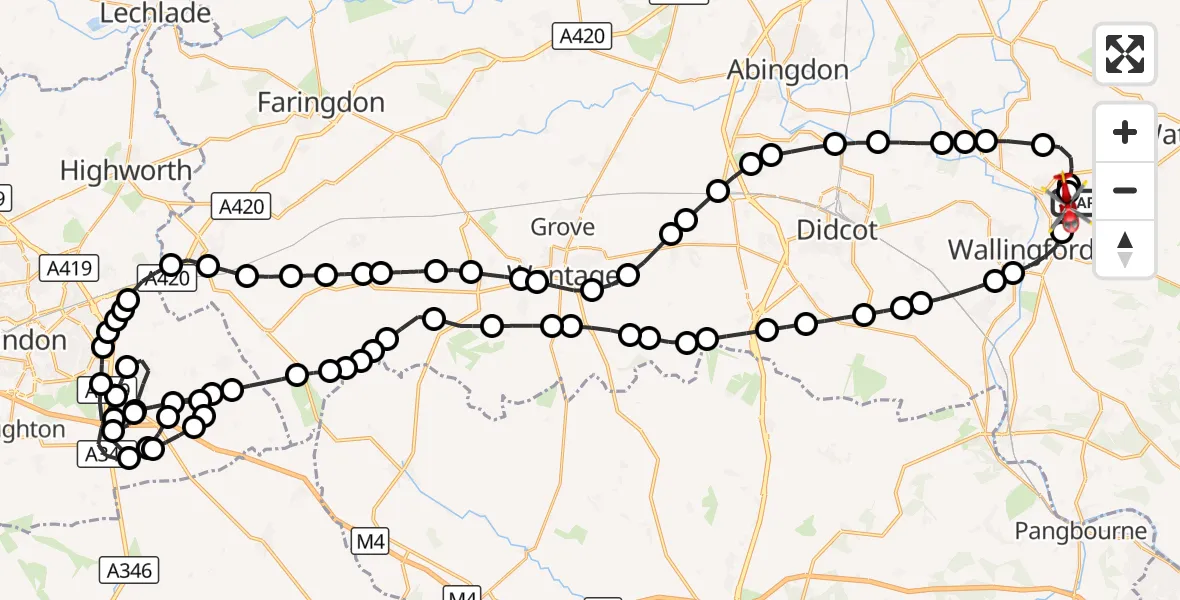 Flight route Air Ambulance Helicopter RAF Benson - RAF Benson, 19 August 2026, 08:45